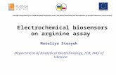 Electrochemical biosensors on arginine assay Nataliya Stasyuk Department of Analytical Biotechnology, ICB, NAS of Ukraine Scientific integration of the.