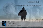 Lesson 9.1 – The Role of Ticket Sales Copyright © 2014 by Sports Career Consulting, LLC.