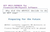 RFP #R13-FHP0826 for Financial/HR/Payroll Software Why did the WNYRIC decide to do an RFP now? Preparing for the Future WNYRIC currently supports 90 districts.