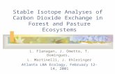 Stable Isotope Analyses of Carbon Dioxide Exchange in Forest and Pasture Ecosystems L. Flanagan, J. Ometto, T. Domingues, L. Martinelli, J. Ehleringer.