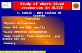 Study of short-lived resonances in ALICE A. Badal à – INFN Sezione di Catania Contents Physics motivations Some SPS and RHIC results ALICE detector performance.