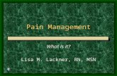 Pain Management What is it? Lisa M. Lackner, RN, MSN.