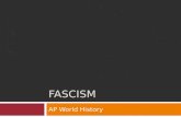 FASCISM AP World History. Fascism – Democracy Denied  World War I causes Europeans to distrust democracy  Communism  Fascism  Communism and fascism.