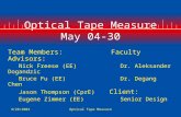 4/28/2004Optical Tape Measure Optical Tape Measure May 04-30 Team Members: Faculty Advisors: Nick Freese (EE) Dr. Aleksander Dogandzic Bruce Fu (EE) Dr.