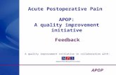 APOP Acute Postoperative Pain APOP: A quality improvement initiative Feedback A quality improvement initiative in collaboration with: