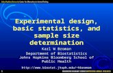 Experimental design, basic statistics, and sample size determination Karl W Broman Department of Biostatistics Johns Hopkins Bloomberg School of Public.