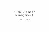 Supply Chain Management Lecture 9. Enterprise systems An organisational wide enterprise system consists of (e.g. E.R.P.): Based on suite of integrated.