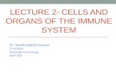 LECTURE 2- CELLS AND ORGANS OF THE IMMUNE SYSTEM Dr. Syeda Saleha Hassan 27-8-2014 Molecular Immunology BIOT 307.