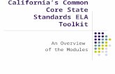California’s Common Core State Standards ELA Toolkit An Overview of the Modules.