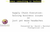 Supply Chain Execution- Solving business issues or just yet more headaches ? Presented by: David L Marshall PreCognition Ltd Business consulting in technology.