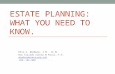 ESTATE PLANNING: WHAT YOU NEED TO KNOW. Ella S. Barbery, J.D., LL.M. Roe Cassidy Coates & Price, P.A. ebarbery@roecassidy.com (864) 349-2600.
