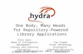One Body, Many Heads for Repository-Powered Library Applications Chris Awre Head of Information Management Library and Learning Innovation University of.
