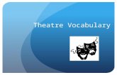 Theatre Vocabulary. Drama The dramatic tradition which began with primitive people nearly 3000 years ago. Comes from a Greek word meaning “to act” or.