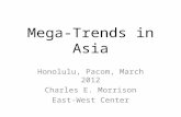 Mega-Trends in Asia Honolulu, Pacom, March 2012 Charles E. Morrison East-West Center.