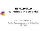 IE 419/519 Wireless Networks Lecture Notes #7 Radio Frequency Identification (RFID)