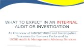 WHAT TO EXPECT IN AN INTERNAL AUDIT OR INVESTIGATION An Overview of Internal Audit and Investigative Processes for Reviews Performed by UCSD Audit & Management.