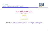 SVCE 1 EE 2353 HIGH VOLTAGE ENGINEERING D.ELANGOVAN M.E., AP / EEE SVCE Lecture# 2 UNIT 4 – Measurements of AC High Voltages.