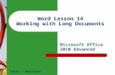 Word Lesson 14 Working with Long Documents Microsoft Office 2010 Advanced Cable / Morrison 1.