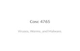 Cosc 4765 Viruses, Worms, and Malware.. Some History The early “viruses” were not viruses. They were code that accidentally did something it wasn’t supposed.