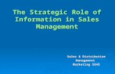 The Strategic Role of Information in Sales Management Sales & Distribution Management Marketing 3345.