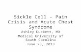 Sickle Cell - Pain Crisis and Acute Chest Syndrome Ashley Duckett, MD Medical University of South Carolina June 25, 2013.