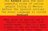 The Aztecs were the most powerful tribe of native people living in Mexico before the Spanish arrived. The Aztec Language is called Nahuatl. Many words.