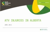 ATV INJURIES IN ALBERTA 2002-2013. DATA SOURCES Deaths: Data obtained from Office of the Chief Medical Examiner, Alberta Includes 4-wheeled ATVs (does.