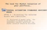 The need for Market Valuation of your portfolio…. SFFAS 1 – Accounting for Selected Assets and Liabilities 72. Disclosure of market value. For investments.