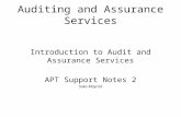 Auditing and Assurance Services Introduction to Audit and Assurance Services APT Support Notes 2 Sako Mayrick.