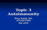 Topic 3 Autoimmunity Terry Kotrla, MS, MT(ASCP)BB Fall 2005.
