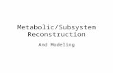Metabolic/Subsystem Reconstruction And Modeling. Given a “complete” set of genes… Assemble a “complete” picture of the biology of an organism? Gene products.