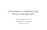 Hemostasis, platelets and Blood management Julie Wegner, PhD, CP Midwestern University Glendale, AZ.