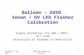 October 1 -10, 2014JEM-EUSO Workshop - Toulouse1 Balloon – EUSO Xenon / UV LED Flasher Calibration Evgeny Kuznetsov for UAH / MSFC GLS team University.