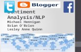 Sentiment Analysis/NLP Michael Hennigan Brian O’Brien Lesley Anne Quinn Brian O’Brien Lesley Anne Walker Quinn Michael Hennigan [Garlitos, K. (2013)],