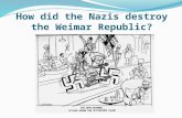 How did the Nazis destroy the Weimar Republic?. Learning objective – to understand the sequence of events that led to the destruction of the Weimar Republic.