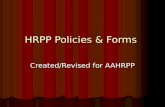 HRPP Policies & Forms Created/Revised for AAHRPP.