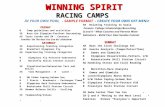 WINNING SPIRIT RACING CAMPS WINNING SPIRIT RACING CAMPS IN YOUR OWN POOL - SAMPLE FORMAT - CREATE YOUR OWN OFF MENU FRIDAY FRIDAY B Camp guidelines and.