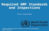 Required GMP Standards and Inspections Alain Kupferman Workshop on WHO prequalification requirements for reproductive health medicines, Jakarta, October.
