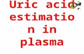 Uric acid estimation in plasma. Learning Objectives Describe the principle of uric acid estimation in serum and its clinical importance.