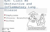 N24: Class #8 Obstructive and Inflammatory Lung Disease Christine Hooper, Ed.D., RN Spring 2006 Emphysema Chronic Bronchitis Asthma.