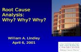 Root Cause Analysis: Why? Why? Why? William A. Lindley April 6, 2001.