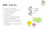 DNA Facts Watson & Crick 1953 Contains all Genetic info ½ from each parent ¾ like siblings Double helix Unique????? In all cells with nuclei Made of nucleotides.