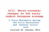 VIII. Macro-economic changes in the early-modern European economy C.Price Movements during the Price Revolution and ‘General Crisis’ eras revised 26 January.