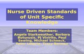 Nurse Driven Standards of Unit Specific Knowledge Team Members : Angela Starkweather, Barbara Buturusis, PJ Vivirito, Paul Sewing, Michael Schneck, Peter.