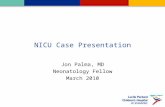 NICU Case Presentation Jon Palma, MD Neonatology Fellow March 2010.