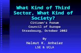 What Kind of Third Sector, What Kind of Society? Citizen’s Forum Council of Europe Strasbourg, October 2002 By Helmut K. Anheier LSE & UCLA.