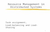 1 Resource Management in Distributed Systems Task assignment, Load-balancing and Load-sharing.