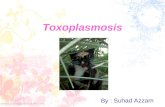 Toxoplasmosis By : Suhad Azzam. Toxoplasmosis Toxoplasmosis is one of the zoonotic diseases. Etiologic agent = Toxoplasma gondii.