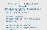 CAL STAT Transition Summit Postsecondary Education Wilbert Francis UCLA Tarjan Center Denise Simpson NOCCCD School of Continuing Education Julie Ornelas-Smith.