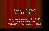 SLEEP APNEA & DIABETES Juan A. Albino, MD, FCCP Village Sleep Lab 751-4955; September, 2006.
